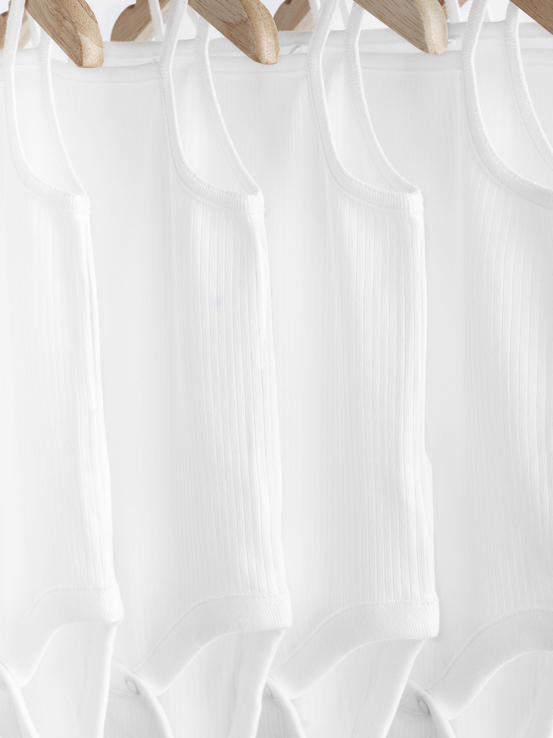 White 7 Pack Baby Strappy Bodysuits image 3