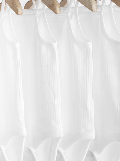 White 7 Pack Baby Strappy Bodysuits image 3