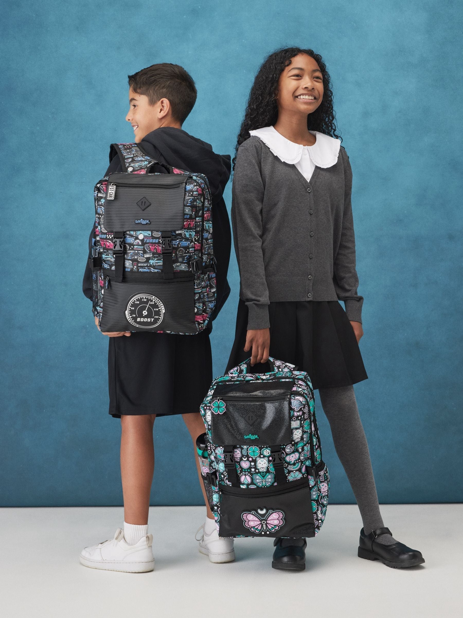 Smiggle Black Aspire Foldover Attach Backpack image 1