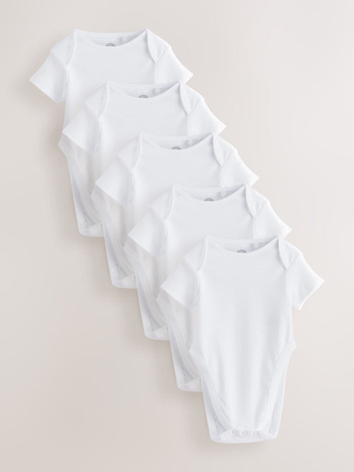 Dsiney Kidz - White Hip Dysplasia Short Sleeve Bodysuits 5 Pack image 1