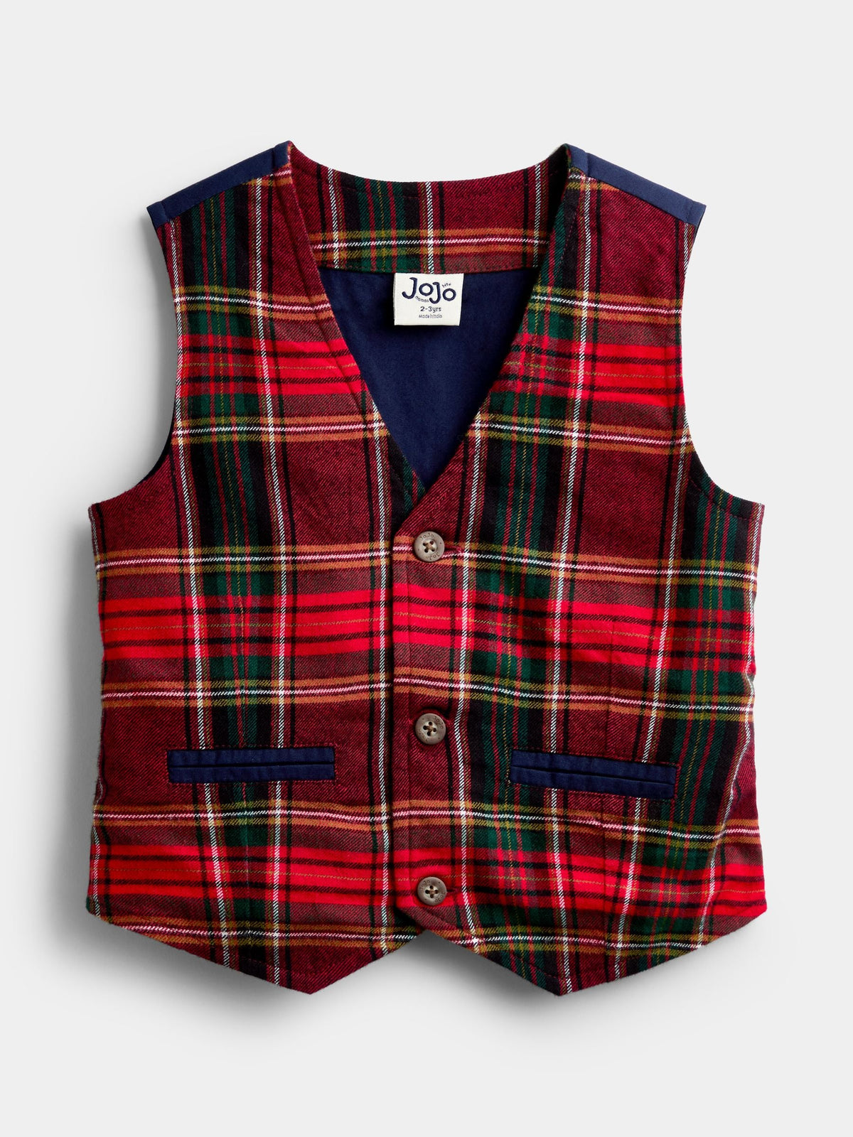 JoJo Maman Bébé Dark Red Tartan 3-Piece Bow Tie Waistcoat & Shirt Set - image 2
