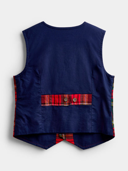 JoJo Maman Bébé Dark Red Tartan 3-Piece Bow Tie Waistcoat & Shirt Set - image 3