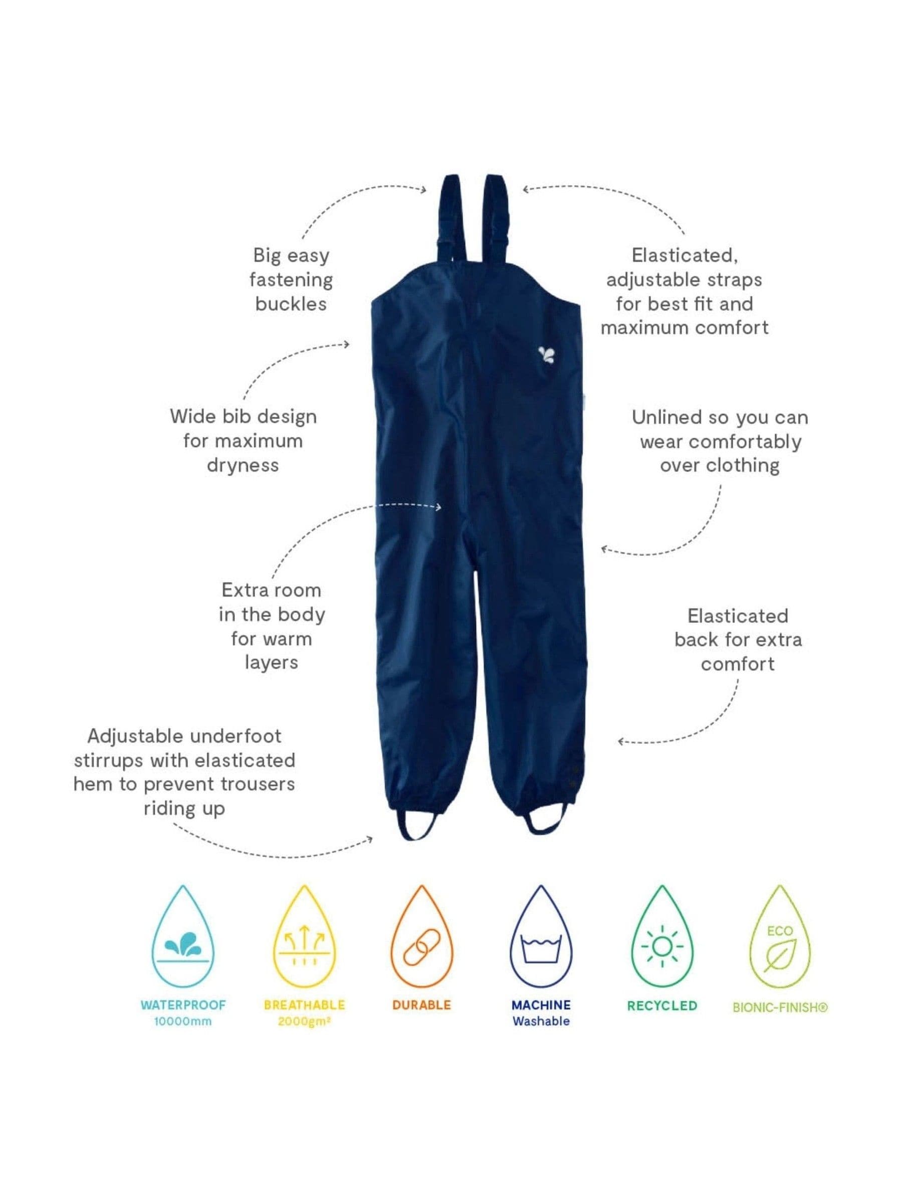 Muddy Puddles Navy Blue Originals Waterproof Dungarees image 5