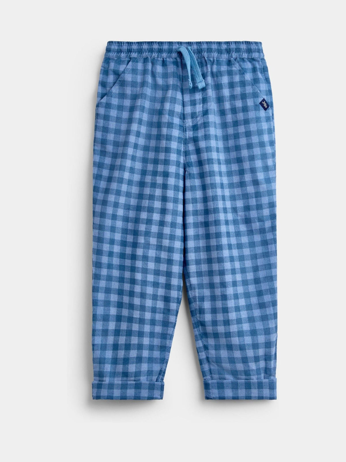 Dsiney Kidz - JoJo Maman Bébé Blue Gingham Relaxed Pull-Up Cord Trousers image 1