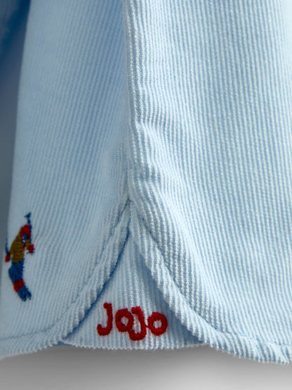 JoJo Maman Bébé Light Blue Skiers Ski Embroidery Cord Shirt - image 4