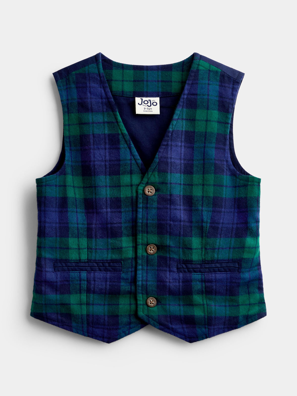 JoJo Maman Bébé Navy Blue Tartan 3-Piece Bow Tie Waistcoat & Shirt Set - image 4