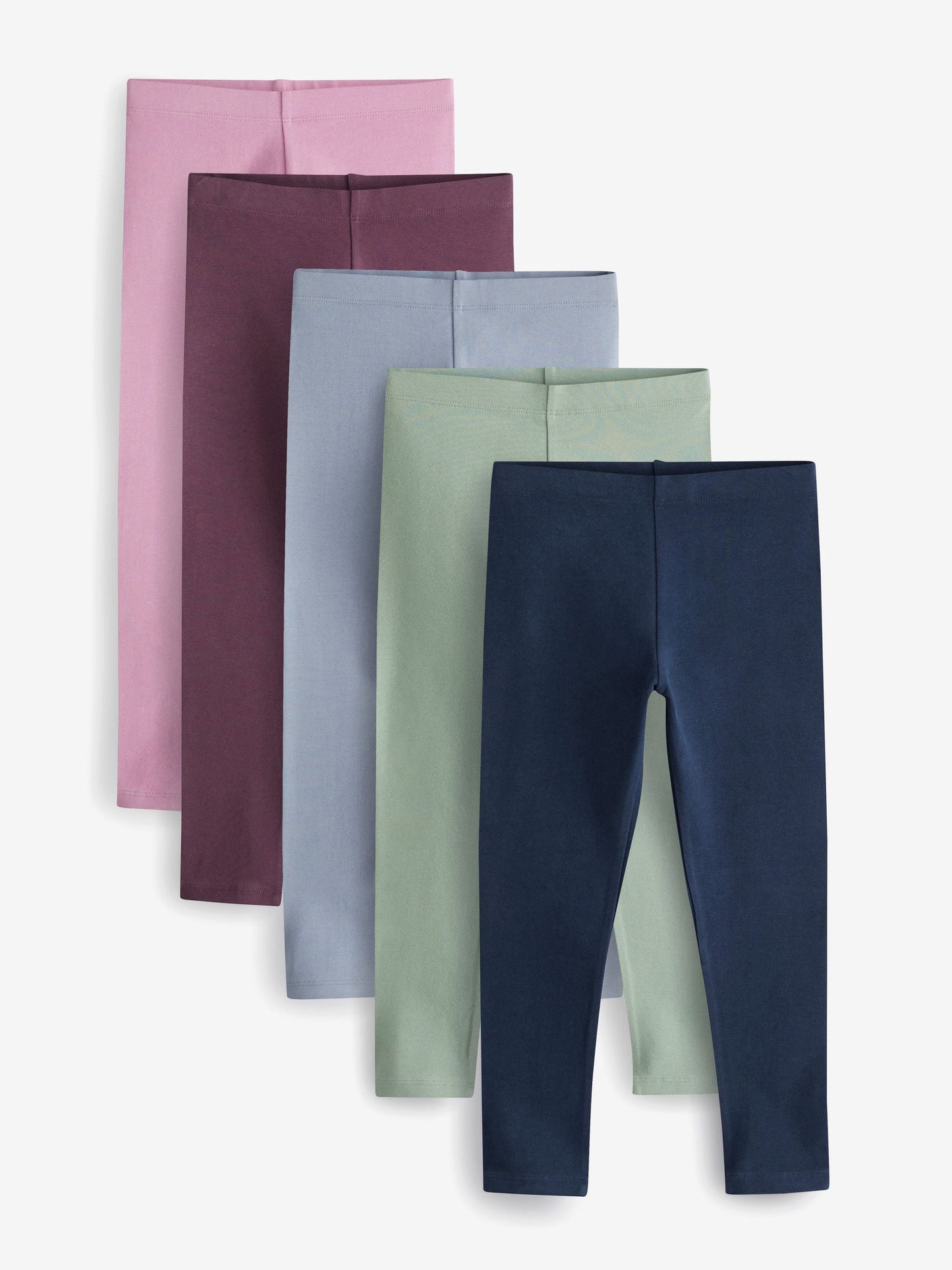 Dsiney Kidz - Navy Blue/ Pink/ Sage Green/ Denim Blue Leggings 5 Pack (3-16yrs) image 1