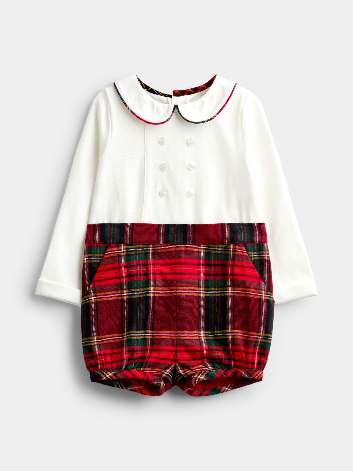 JoJo Maman Bébé Dark Red Tartan 2-Piece Classic Body & Tartan Short Set - image 1