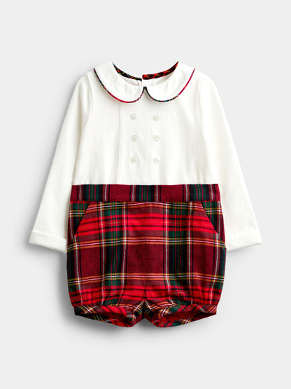 JoJo Maman Bébé Dark Red Tartan 2-Piece Classic Body & Tartan Short Set - image 1