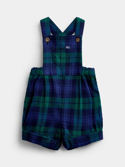 JoJo Maman Bébé Dark Green Tartan Dungarees & Top Set - image 4