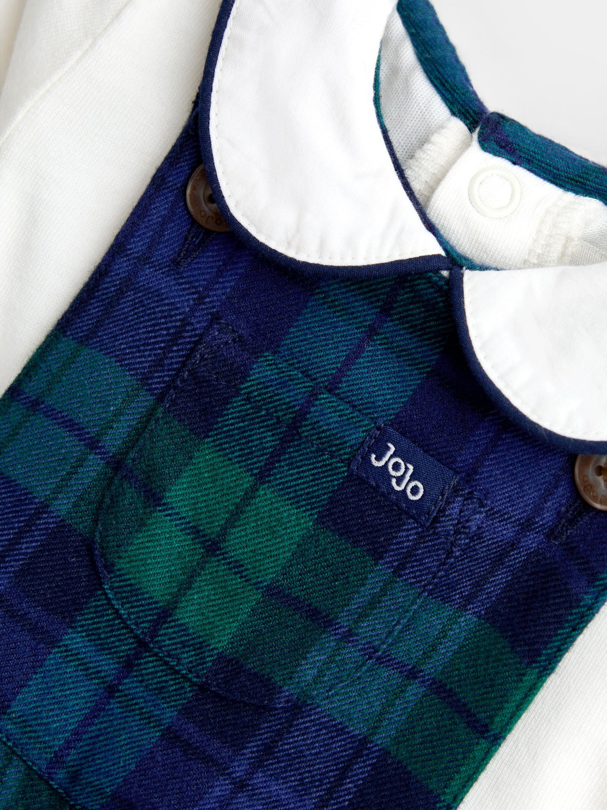 JoJo Maman Bébé Dark Green Tartan Dungarees & Top Set - image 6
