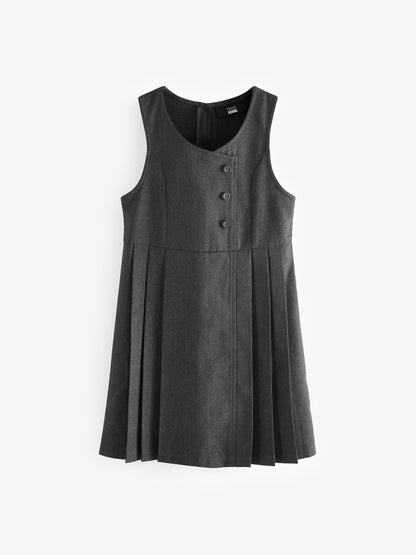 Grey Asymmetric Button Front Pinafore School Dress (3-14yrs) image 4