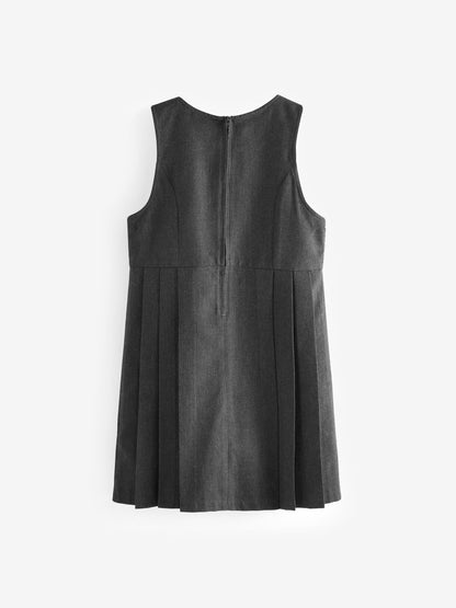 Grey Asymmetric Button Front Pinafore School Dress (3-14yrs) image 5