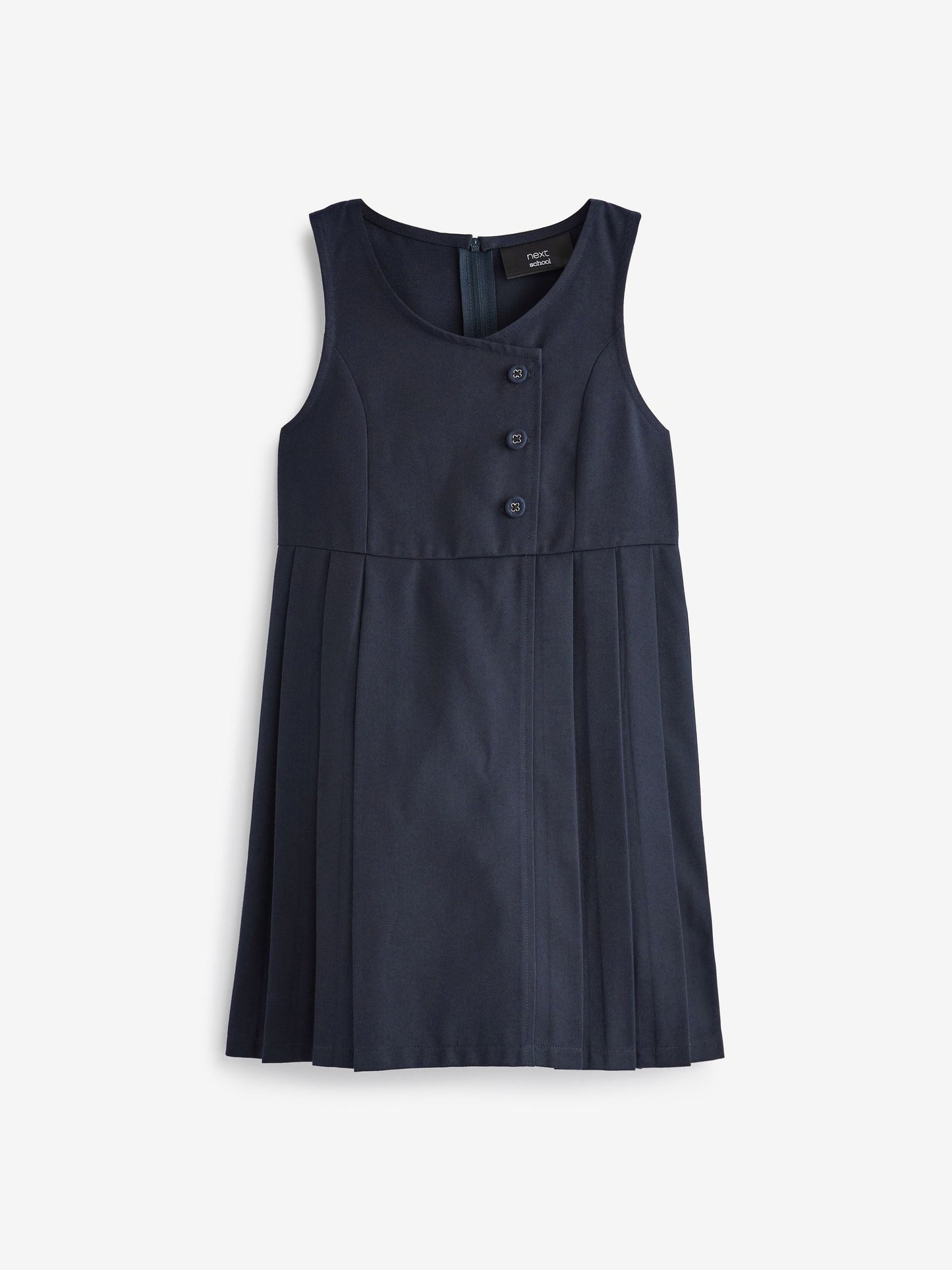 Navy Blue Asymmetric Button Front Pinafore School Dress (3-14yrs) image 4