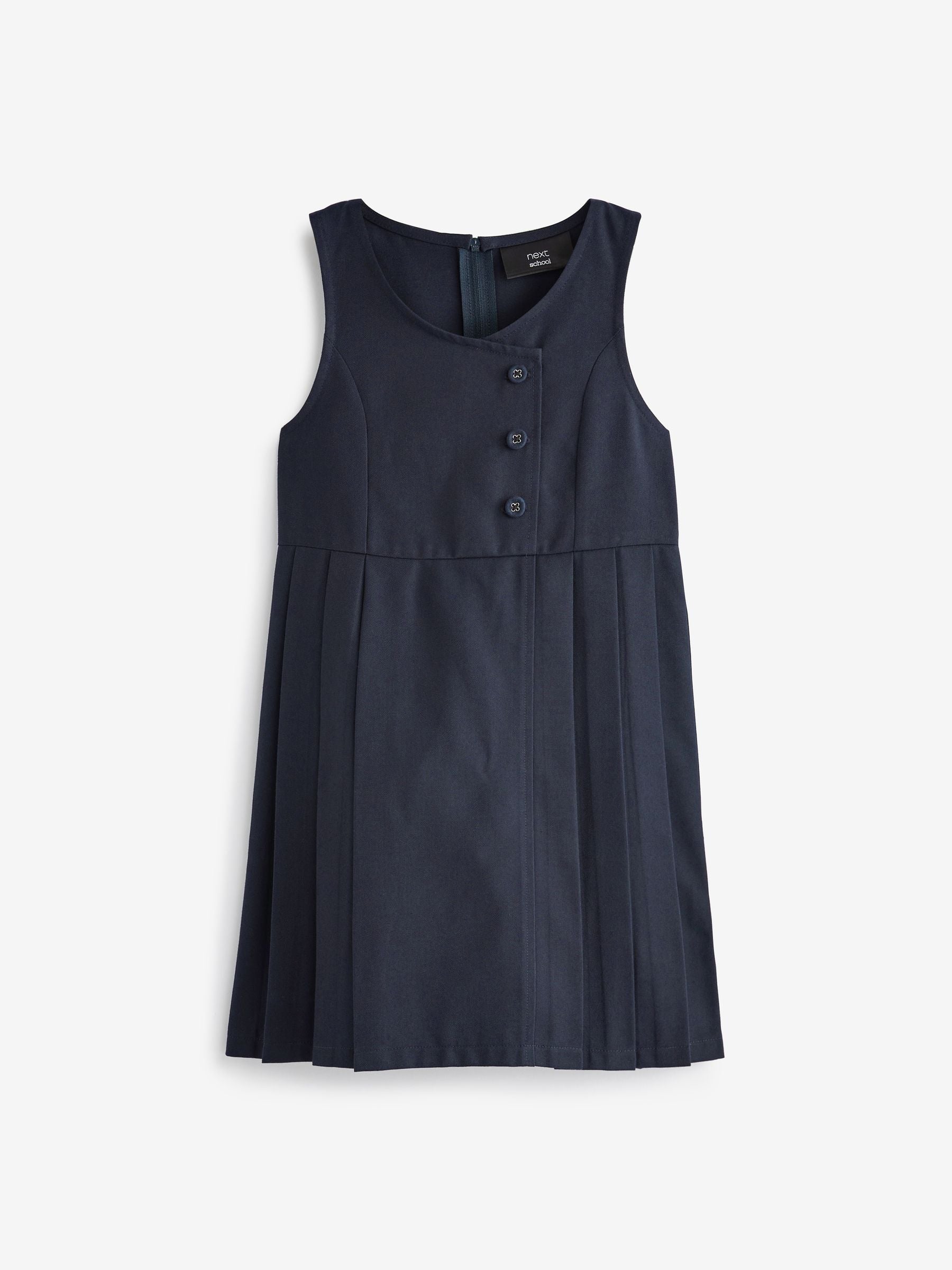 Navy Blue Asymmetric Button Front Pinafore School Dress (3-14yrs) image 4