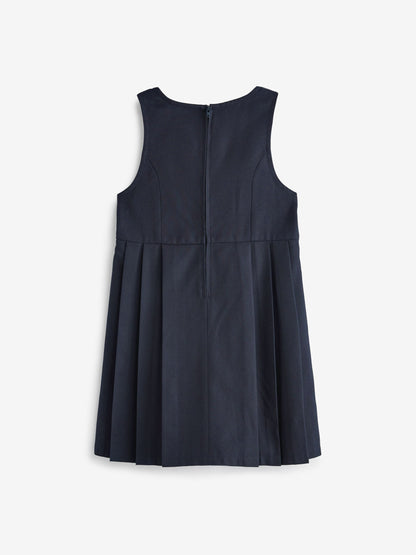 Navy Blue Asymmetric Button Front Pinafore School Dress (3-14yrs) image 5