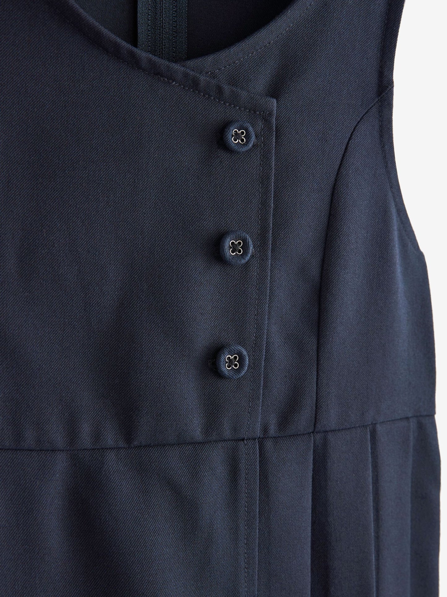 Navy Blue Asymmetric Button Front Pinafore School Dress (3-14yrs) image 6