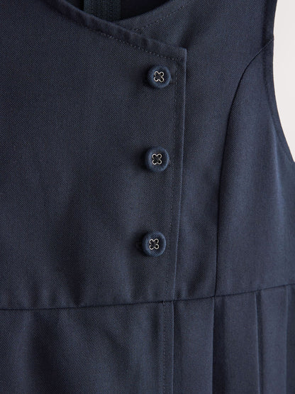 Dsiney Kidz - Navy Blue Asymmetric Button Front Pinafore School Dress (3-14yrs) image 7