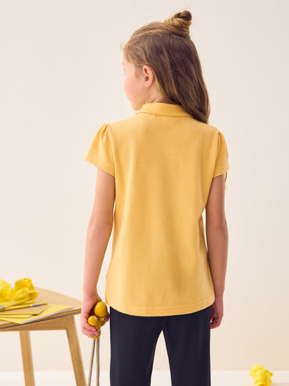 Dsiney Kidz - Yellow Regular Fit Girls 2 Pack Cotton Short Sleeve Polo Shirts (3-16yrs) image 3