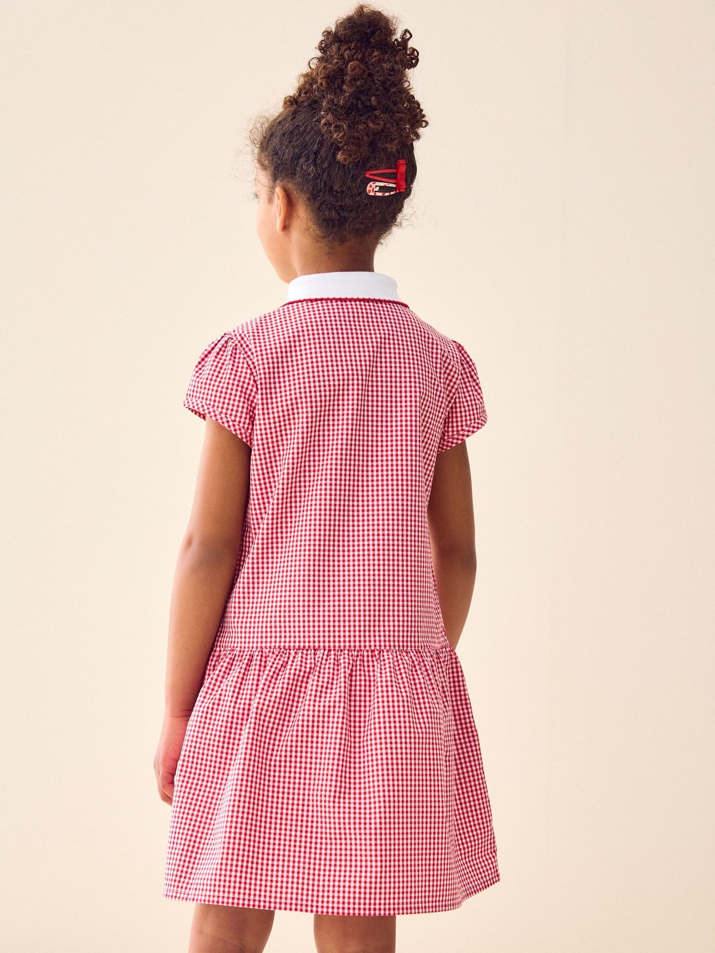 Red Zip Front Cotton Rich Gingham School Dress (3-14yrs) image 2