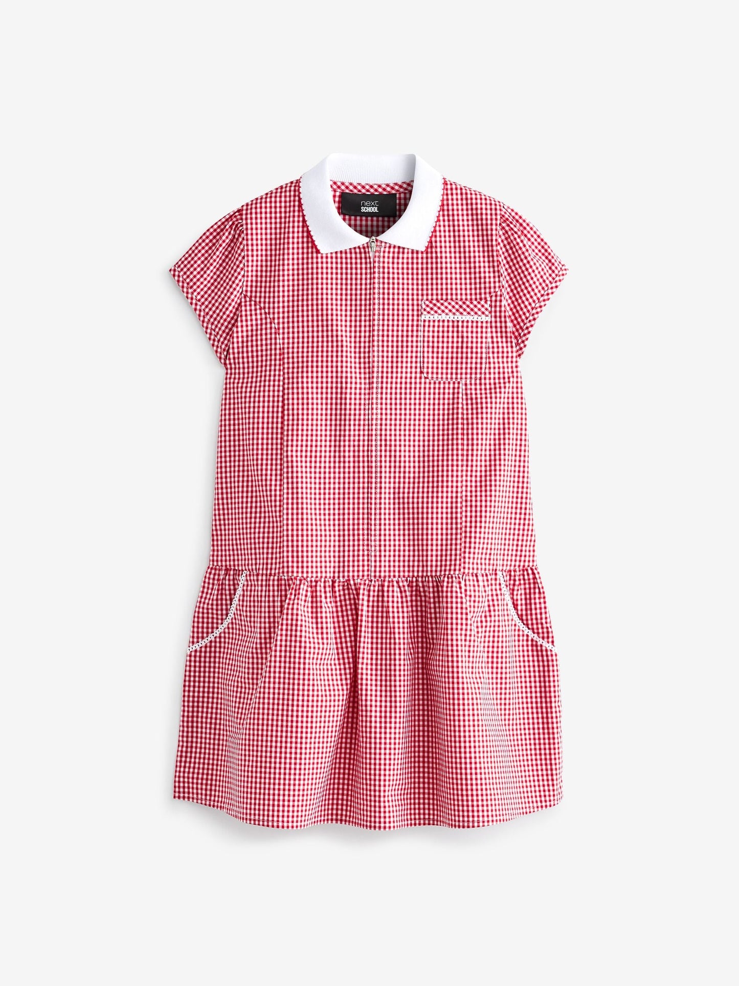 Red Zip Front Cotton Rich Gingham School Dress (3-14yrs) image 4