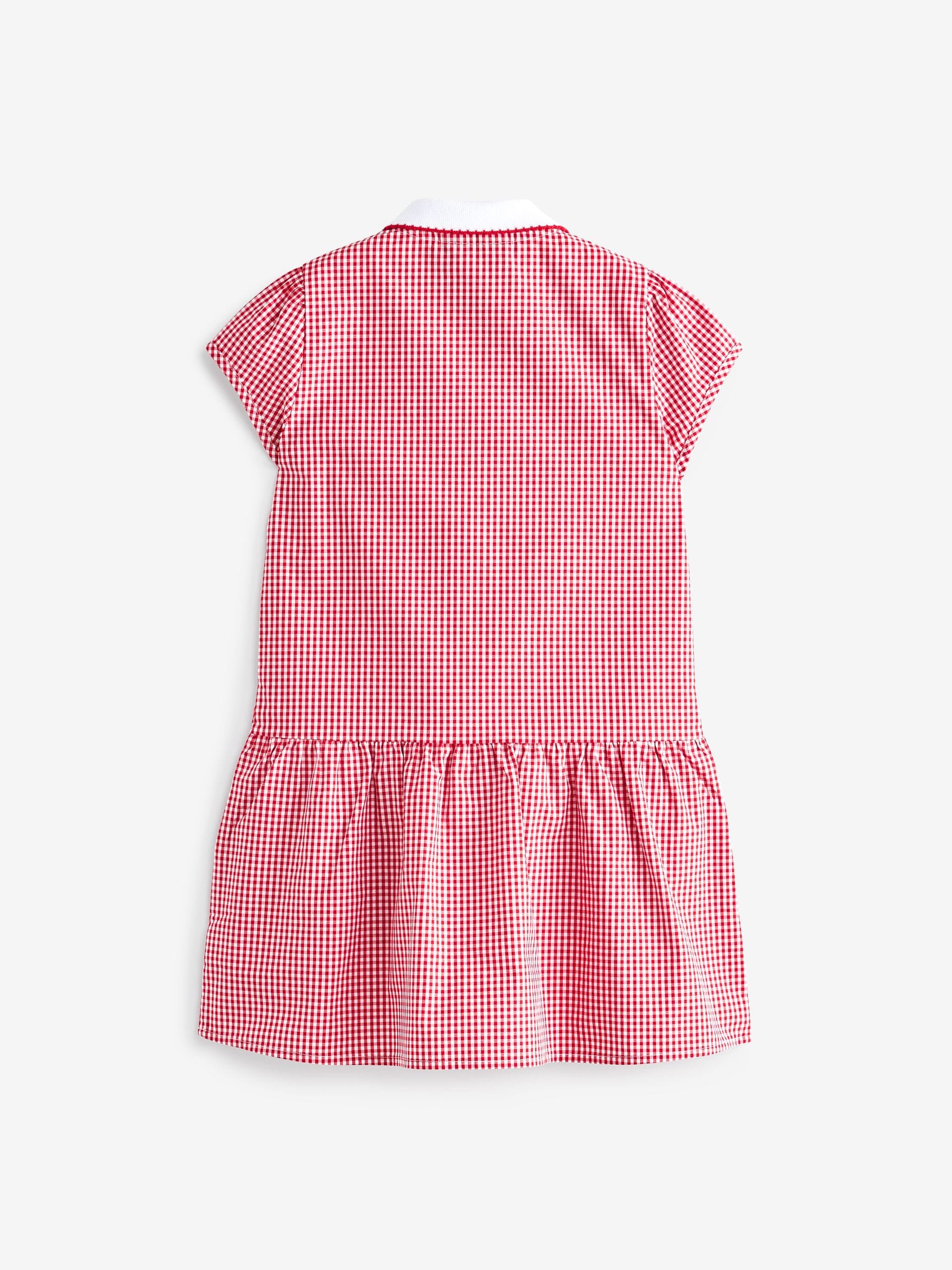 Red Zip Front Cotton Rich Gingham School Dress (3-14yrs) image 5