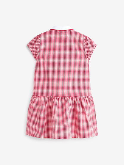 Red Zip Front Cotton Rich Gingham School Dress (3-14yrs) image 5