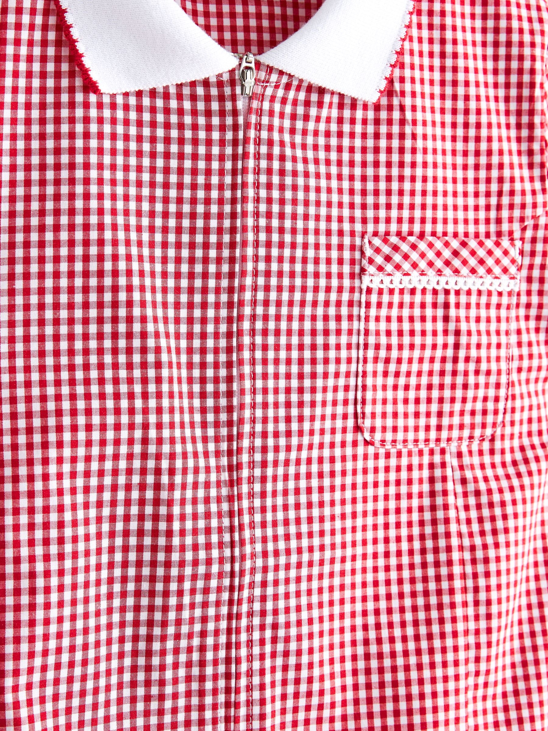 Red Zip Front Cotton Rich Gingham School Dress (3-14yrs) image 6