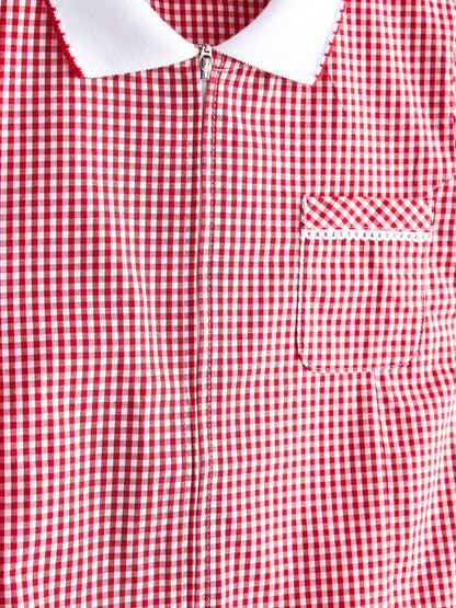 Red Zip Front Cotton Rich Gingham School Dress (3-14yrs) image 6