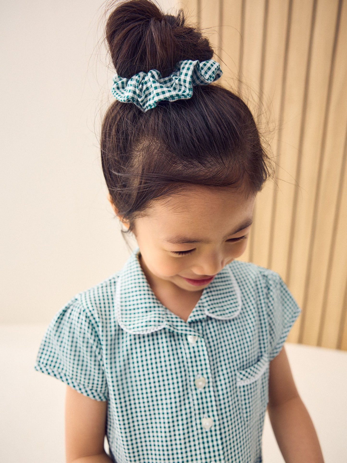 Green Gingham Cotton Rich Belted School Dress with Scrunchie (3-14yrs) image 4