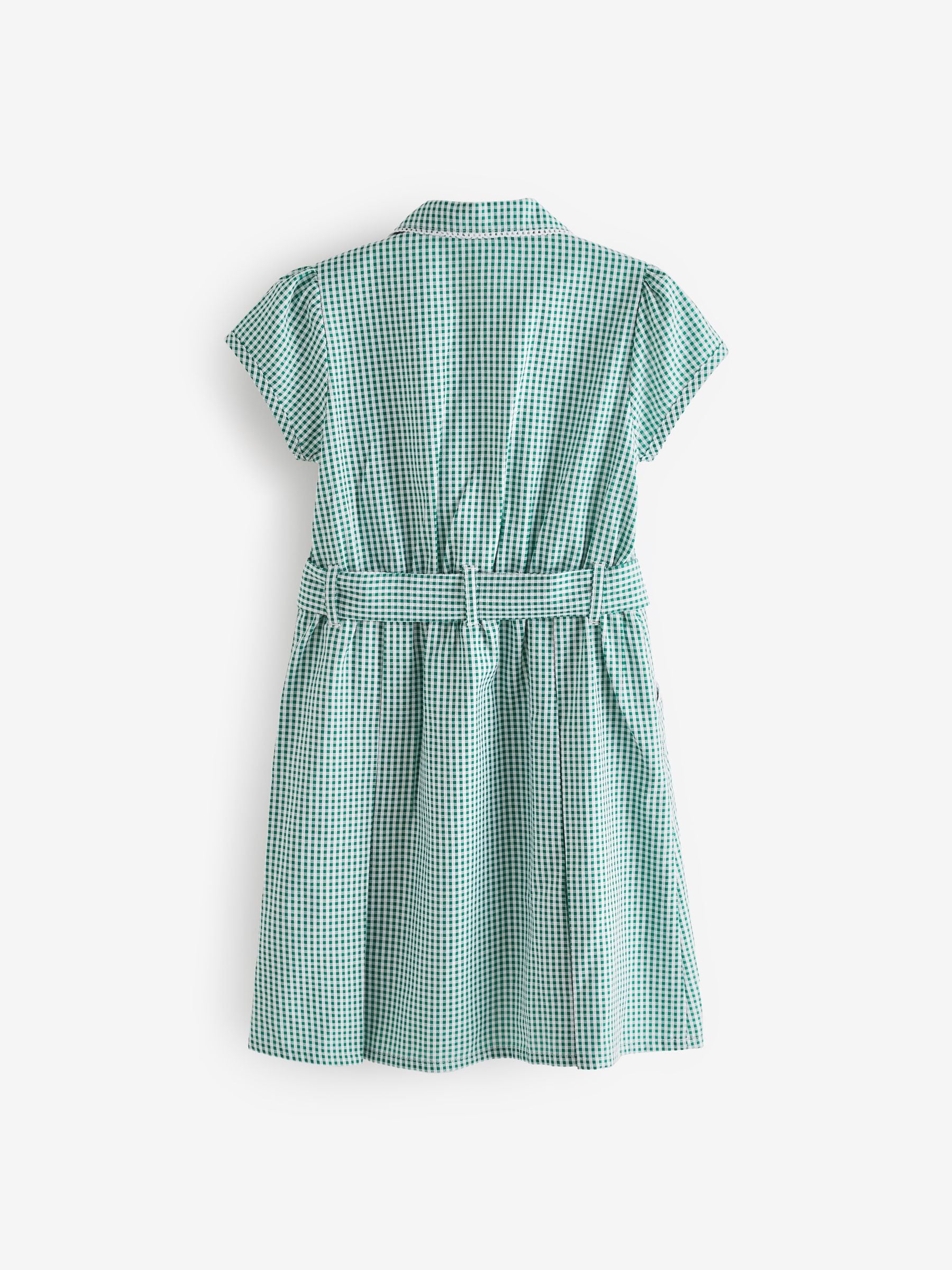 Green Gingham Cotton Rich Belted School Dress with Scrunchie (3-14yrs) image 6