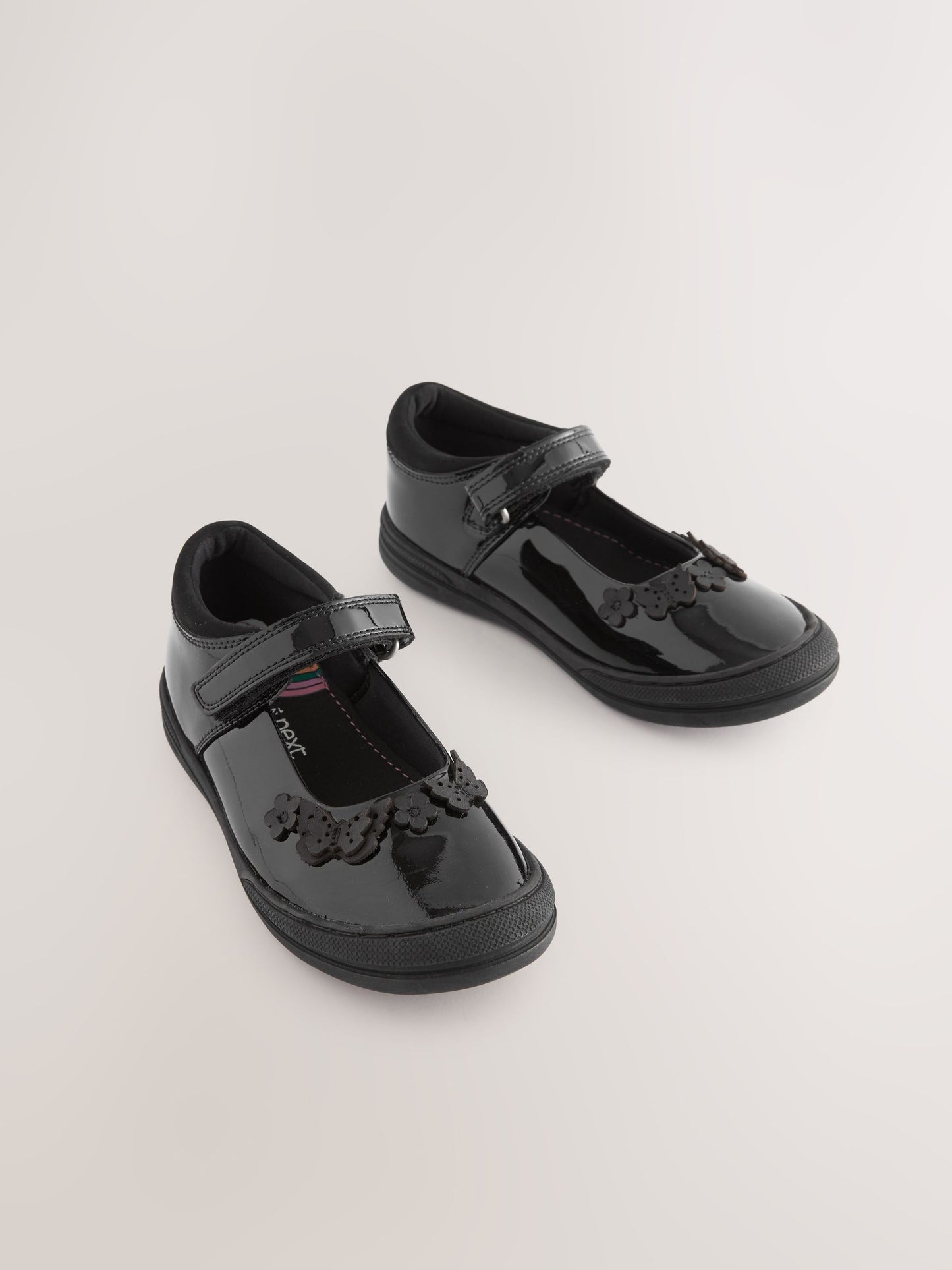 Black Butterfly Detail Wide Fit (G) Patent Leather School Mary Jane Shoes image 1