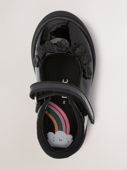 Black Butterfly Detail Wide Fit (G) Patent Leather School Mary Jane Shoes image 4