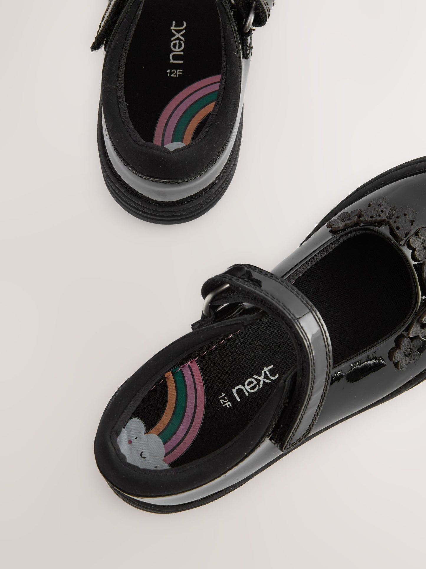 Black Butterfly Detail Wide Fit (G) Patent Leather School Mary Jane Shoes image 5