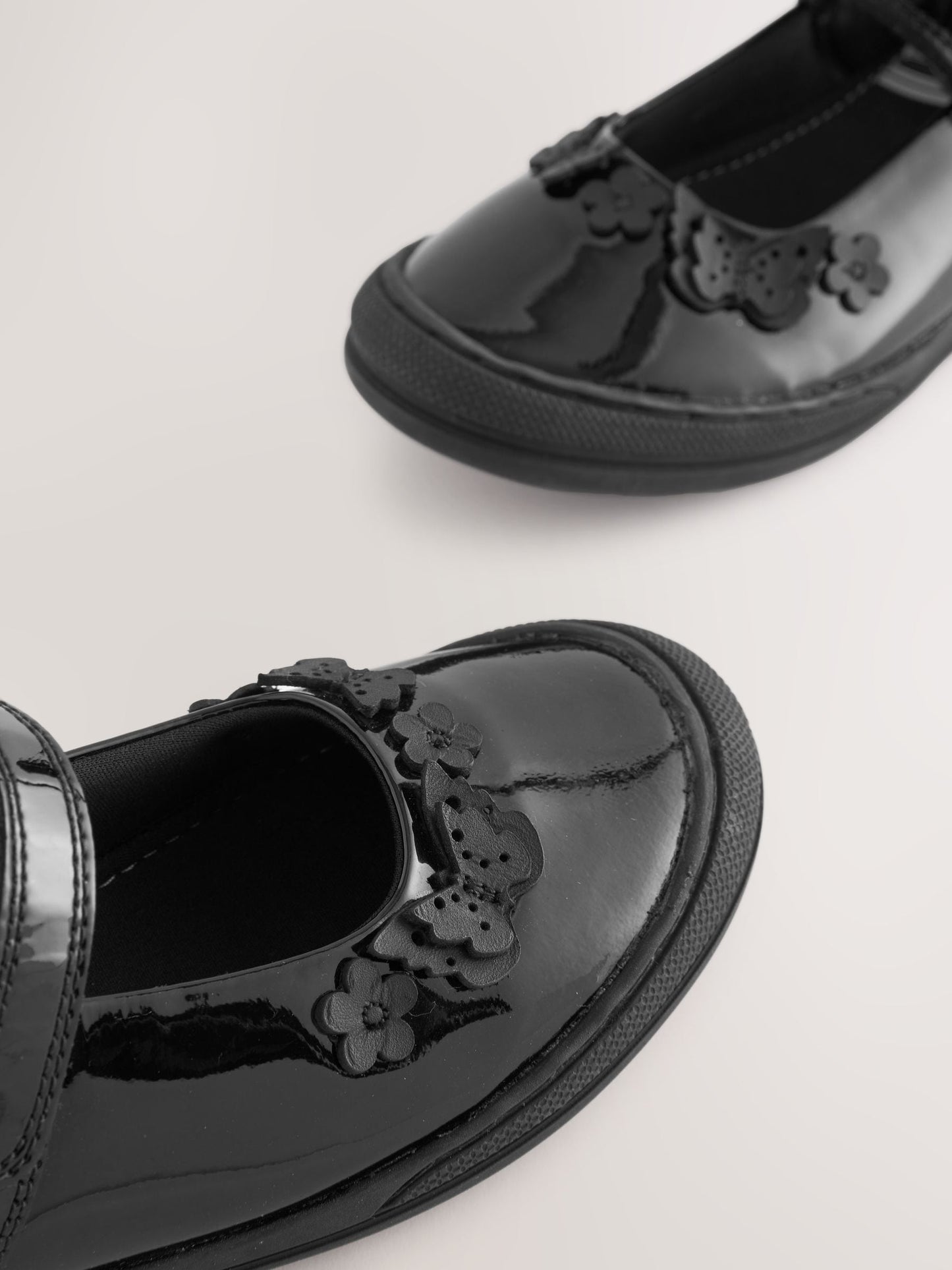 Black Butterfly Detail Wide Fit (G) Patent Leather School Mary Jane Shoes image 7