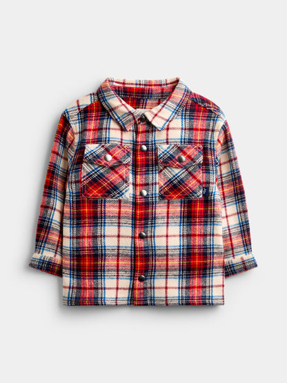 JoJo Maman Bébé Red Check Brushed Shacket & T-Shirt Set - image 6