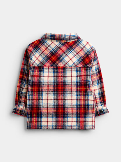 JoJo Maman Bébé Red Check Brushed Shacket & T-Shirt Set - image 7