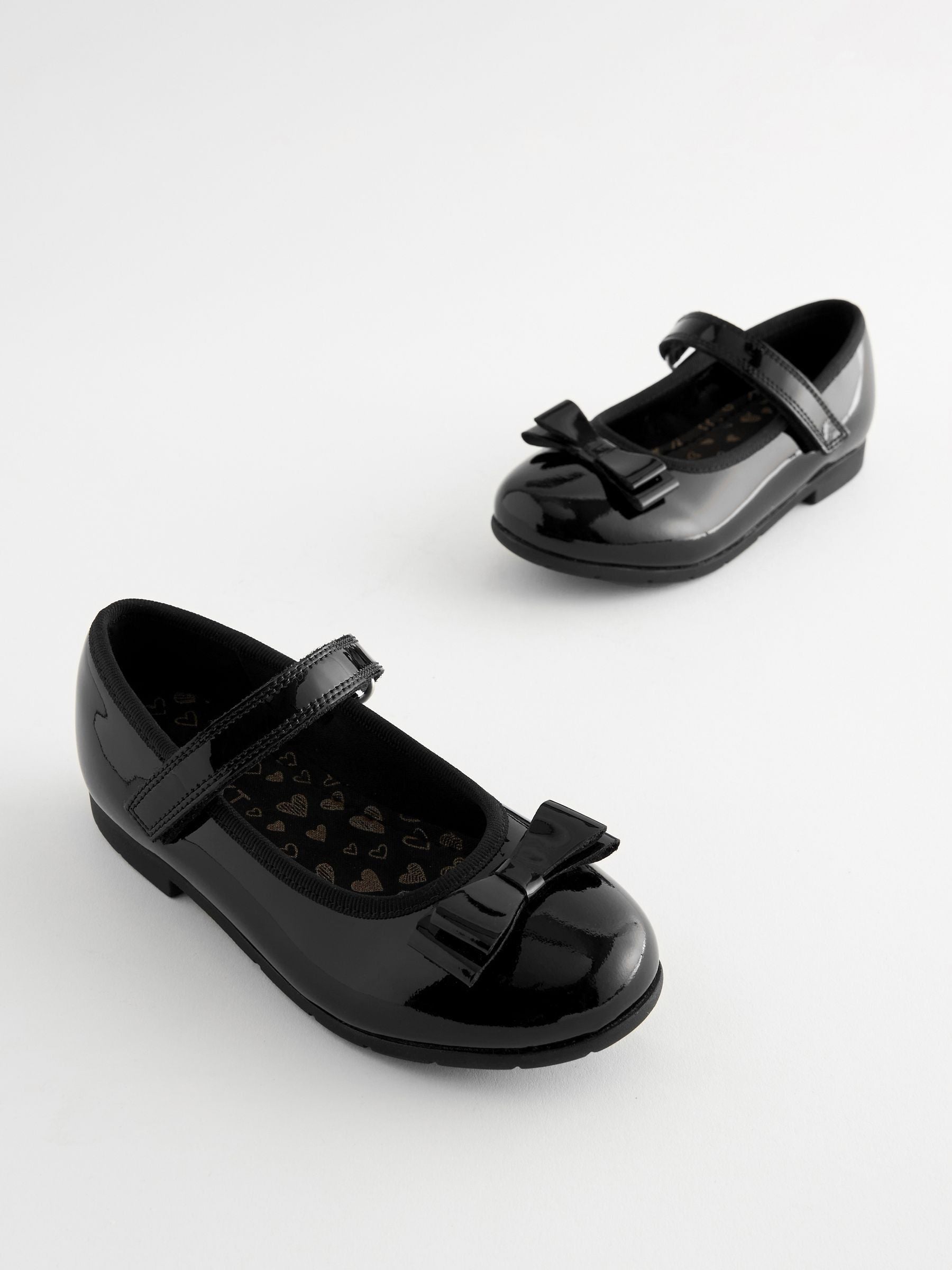 Black Patent Standard Fit (F) School Leather Bow Mary Jane Shoes image 1