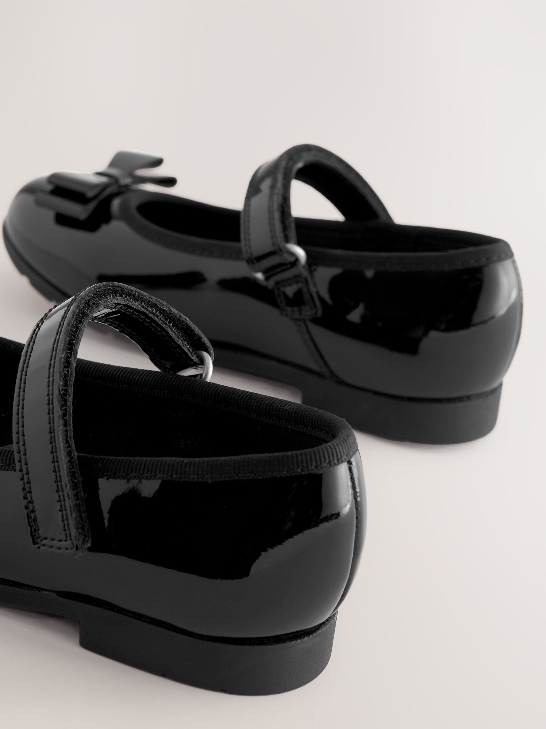 Black Patent Standard Fit (F) School Leather Bow Mary Jane Shoes image 3