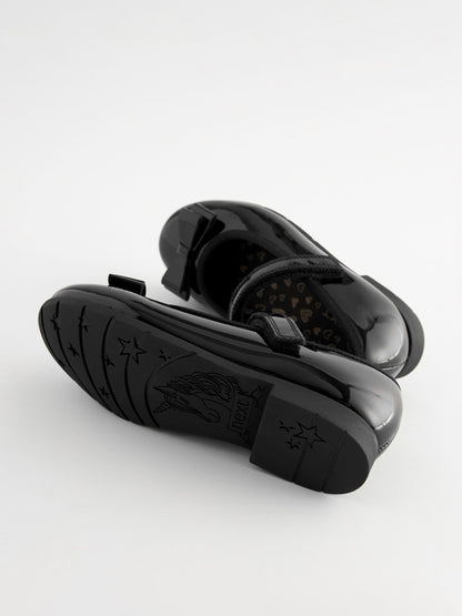 Black Patent Standard Fit (F) School Leather Bow Mary Jane Shoes image 4