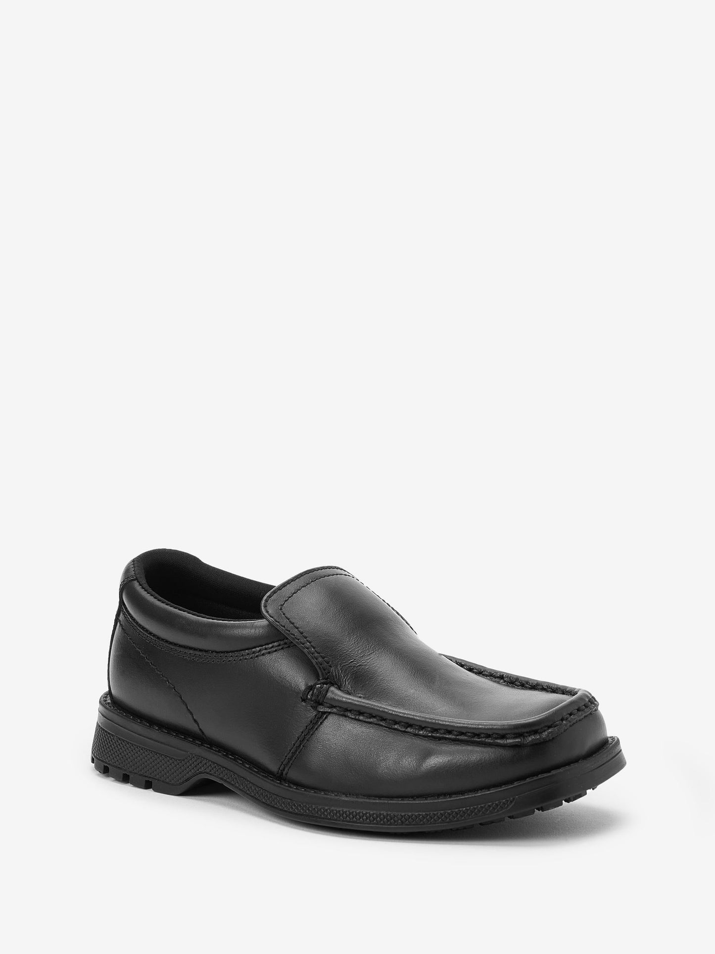 Black Wide Fit (G) School Leather Loafer Shoes image 3