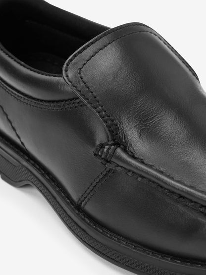 Black Wide Fit (G) School Leather Loafer Shoes image 6