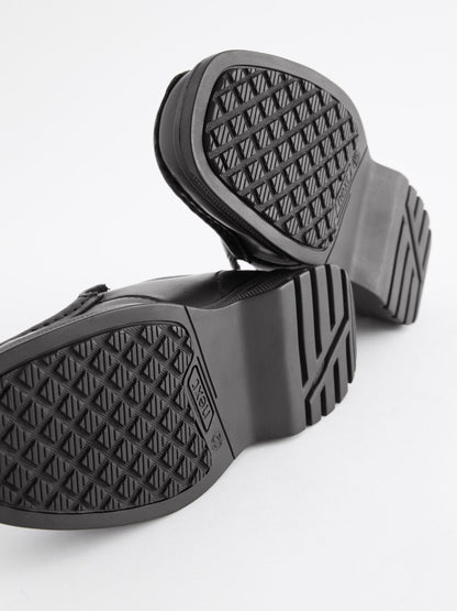 Black Wide Fit (G) School Leather Loafer Shoes image 8