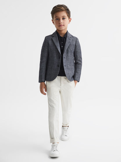 Dsiney Kidz - Reiss Navy Babbington 9-12 yrs Single Breasted Check Blazer image 1