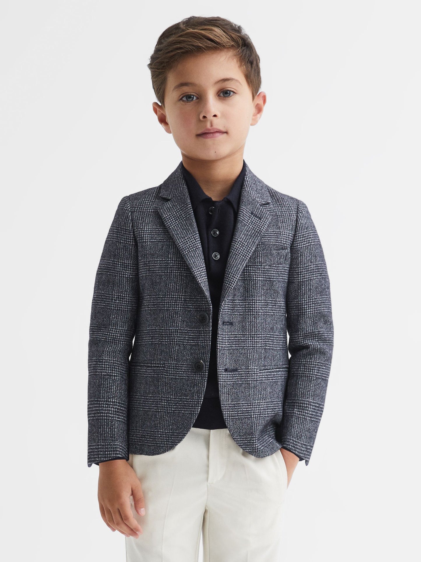 Dsiney Kidz - Reiss Navy Babbington 9-12 yrs Single Breasted Check Blazer image 3
