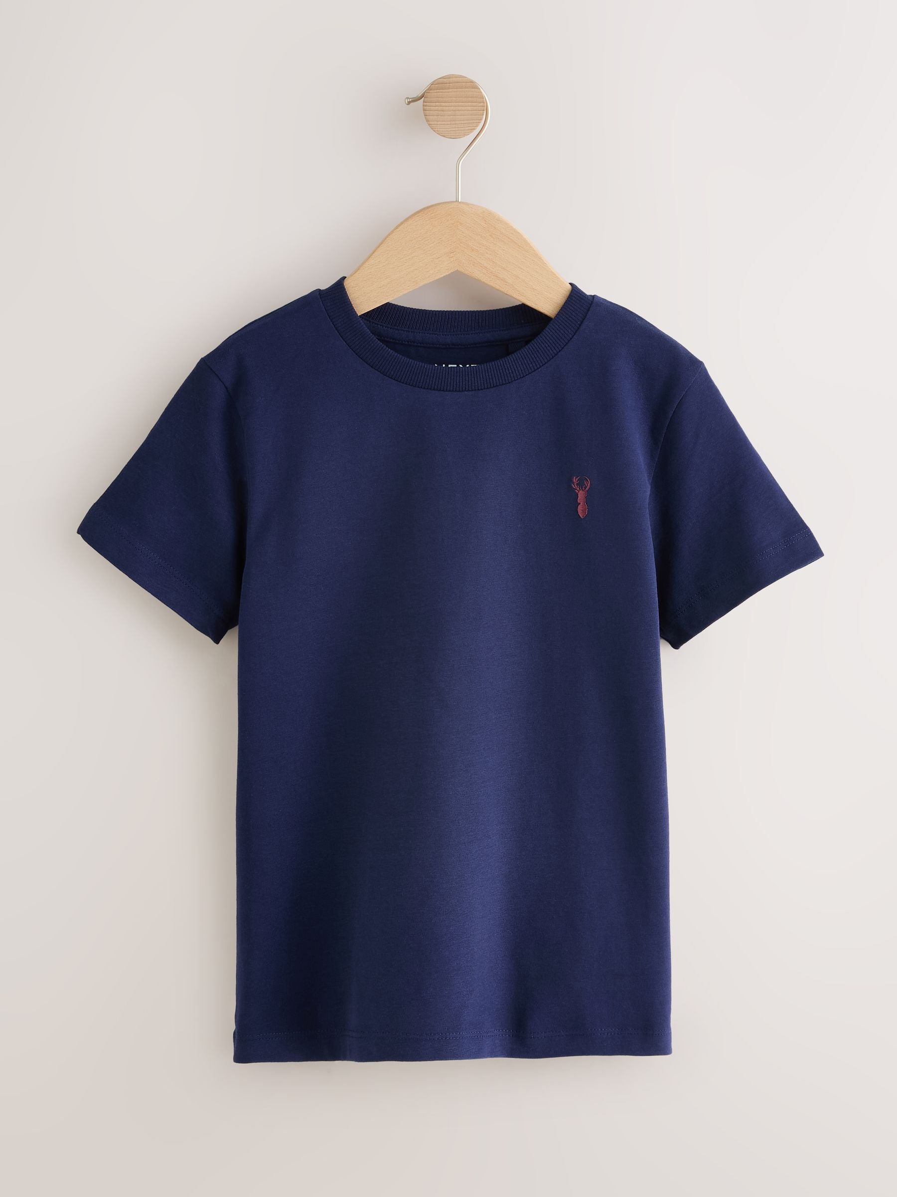Dsiney Kidz - Burgundy Red/White Short Sleeve Stag Embroidered T-Shirts 4 Pack (3-16yrs) image 3
