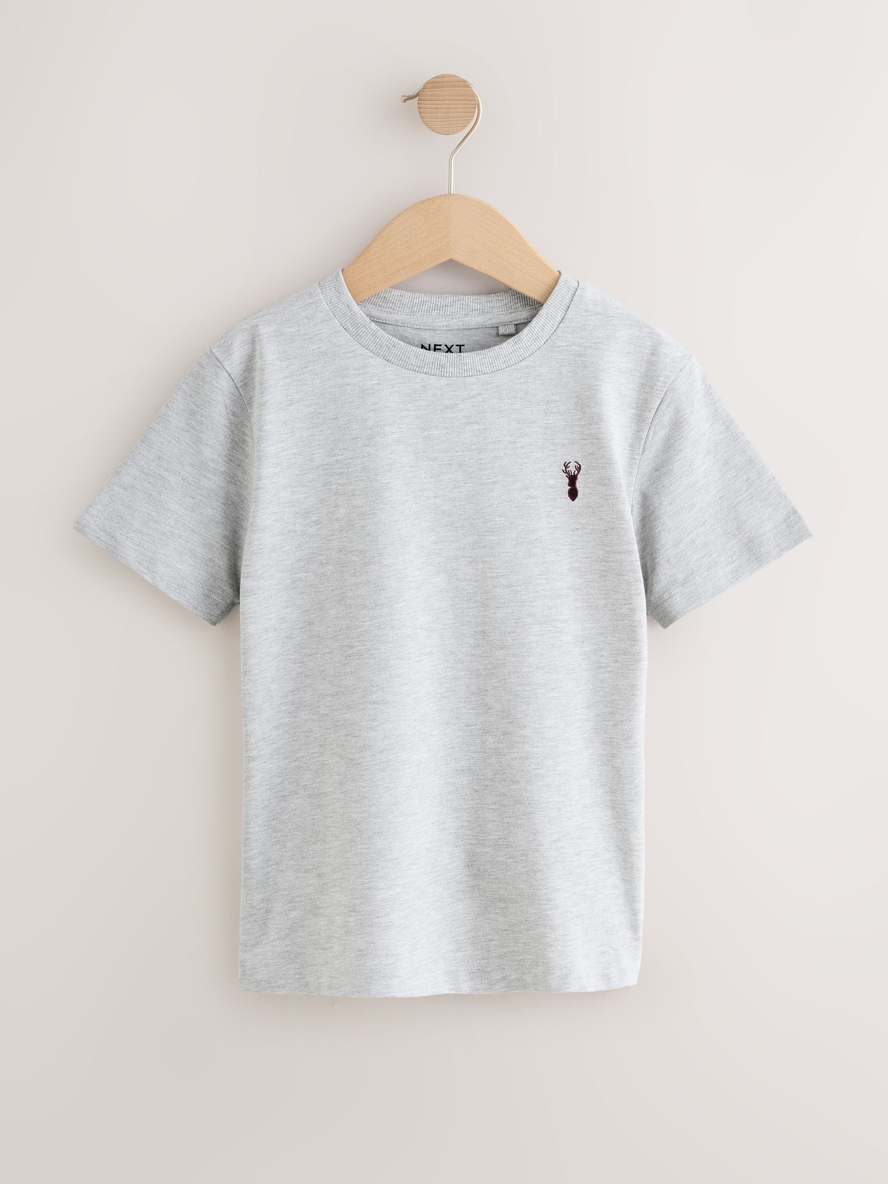 Dsiney Kidz - Burgundy Red/White Short Sleeve Stag Embroidered T-Shirts 4 Pack (3-16yrs) image 6