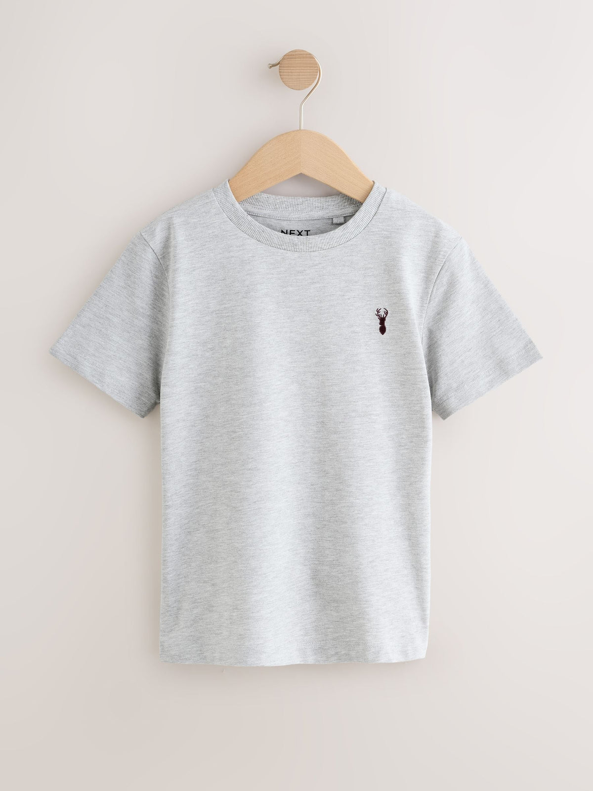 Dsiney Kidz - Burgundy Red/White Short Sleeve Stag Embroidered T-Shirts 4 Pack (3-16yrs) image 6