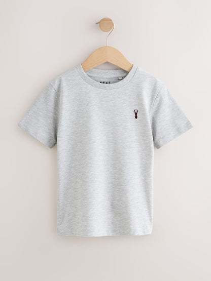 Dsiney Kidz - Burgundy Red/White Short Sleeve Stag Embroidered T-Shirts 4 Pack (3-16yrs) image 6