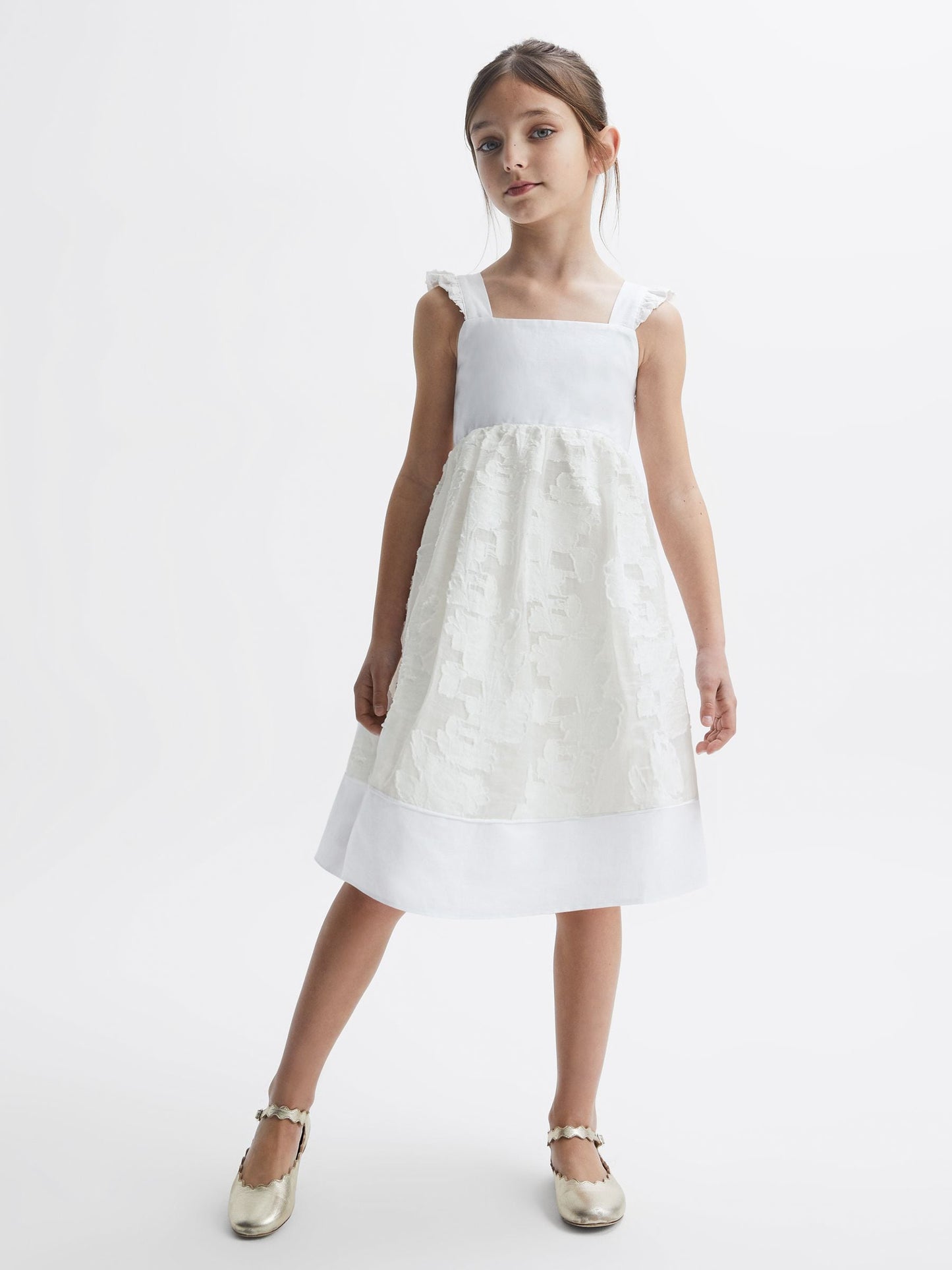 Dsiney Kidz - Reiss White Abby Lace Detail Bow Back Dress image 1